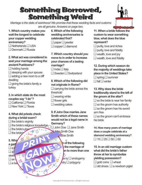 Wedding: Marriage Trivia