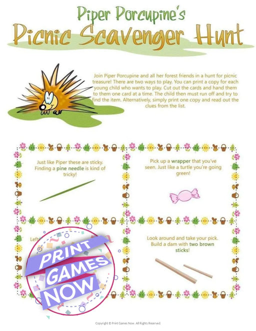 Printable Camping Games Cute Critter Trivia Party Game — Print Games Now