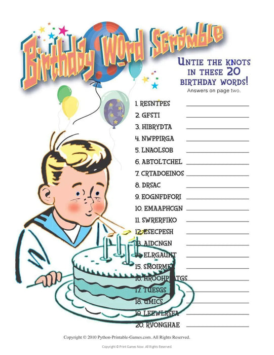 1954 Birthday pack + FREE Party Games