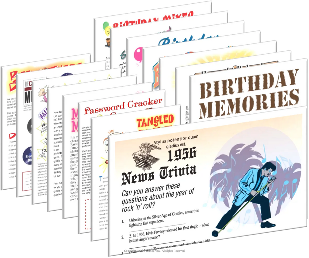 Printable 1956 Birthday Pack + FREE Party Games Bundle — Print