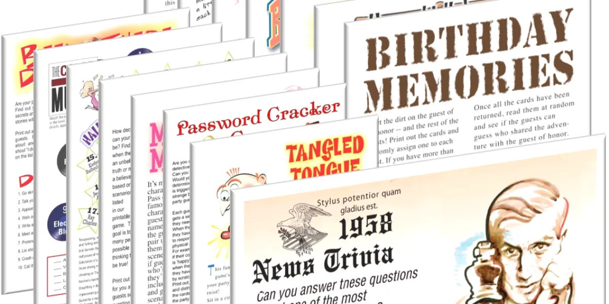 Printable 1958 Birthday Pack + FREE Party Games Bundle — Print Games Now