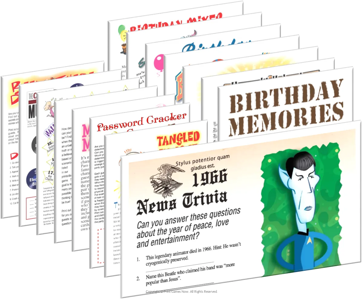 Born In 1966 Birthday Party Games Bundle Printable good Birthday Games 1966 Trivia Game 1966 Quiz Instant Download