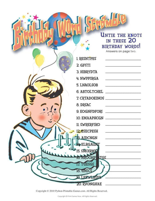 1968 Birthday pack + FREE Party Games