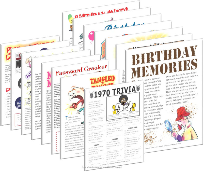 1970 Birthday pack + FREE Party Games