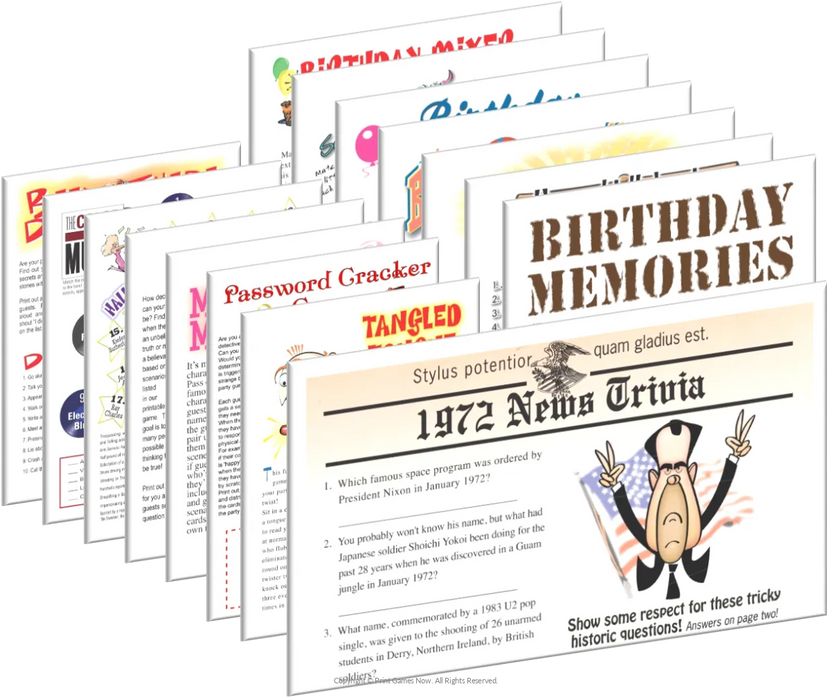 1972 Birthday pack + FREE Party Games