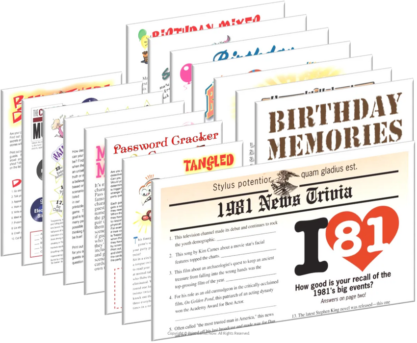 1981 Birthday pack + FREE Party Games