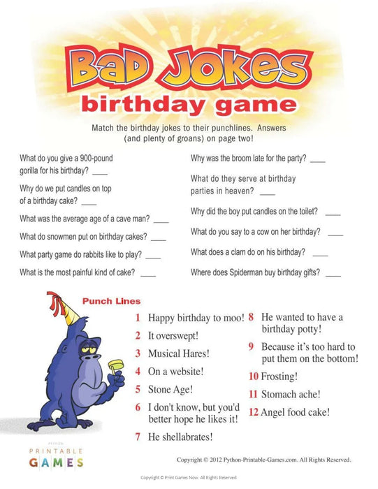 1984 Birthday pack + FREE Party Games