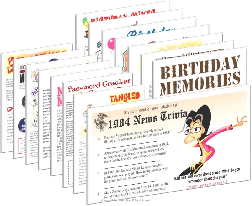 1984 Birthday pack + FREE Party Games