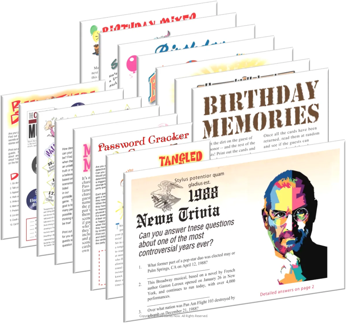 Printable 1988 Birthday Pack + FREE Party Games Bundle — Print Games Now