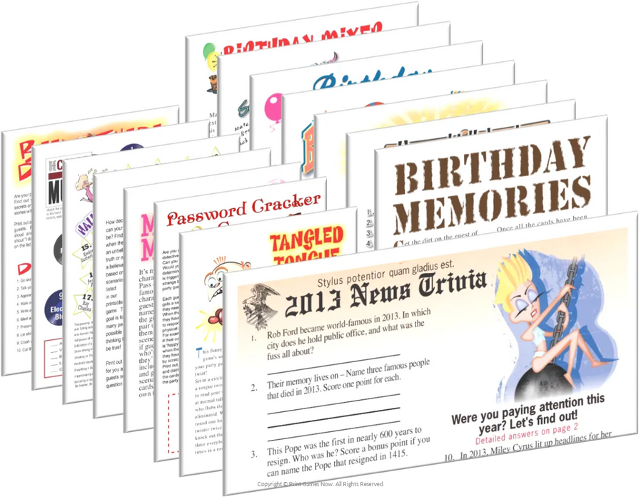 2013 Birthday pack + FREE Party Games