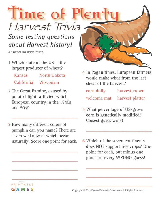 All Fall Harvest Games + FREE Party Games