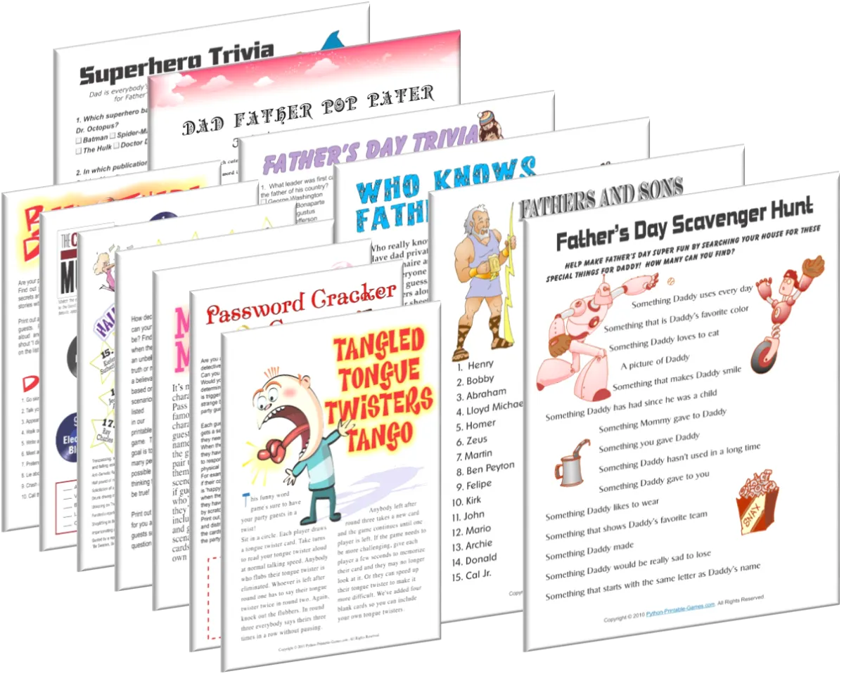 Printable Father's Day Games Bundle + FREE Party Games Bundle — Print