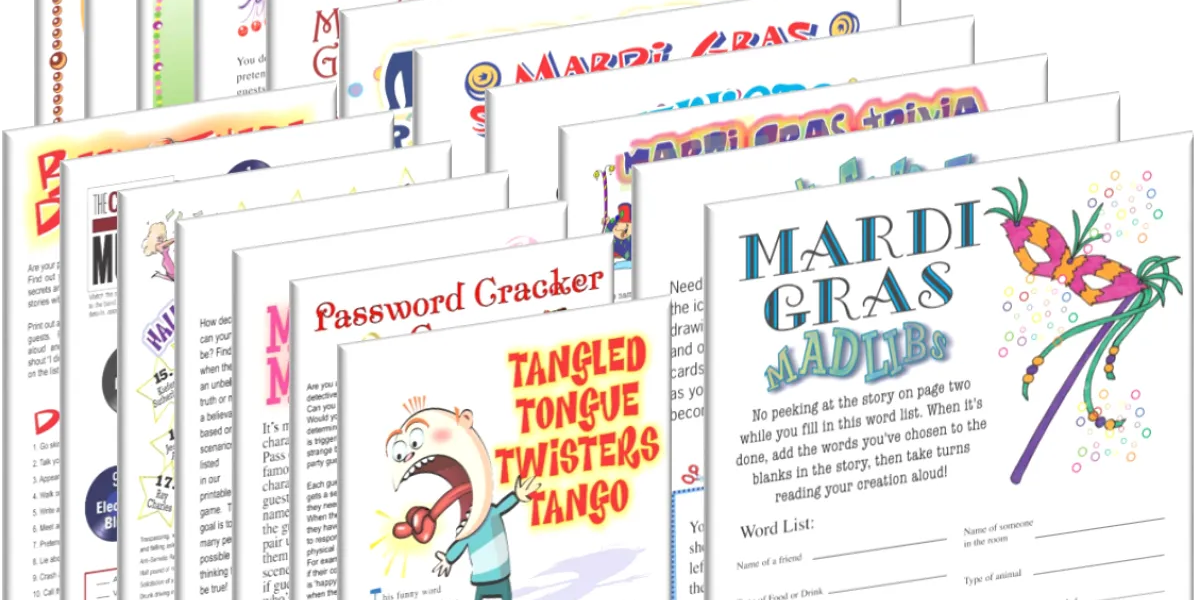 Printable All Mardi Gras Games + FREE Party Games Bundle — Print Games Now