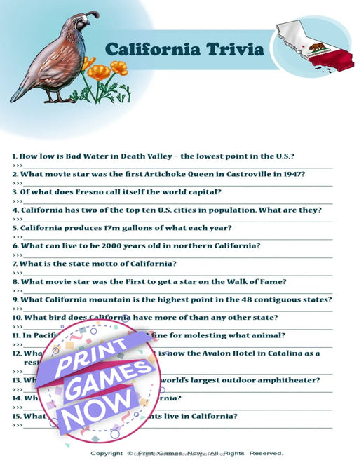 American Games: California Trivia