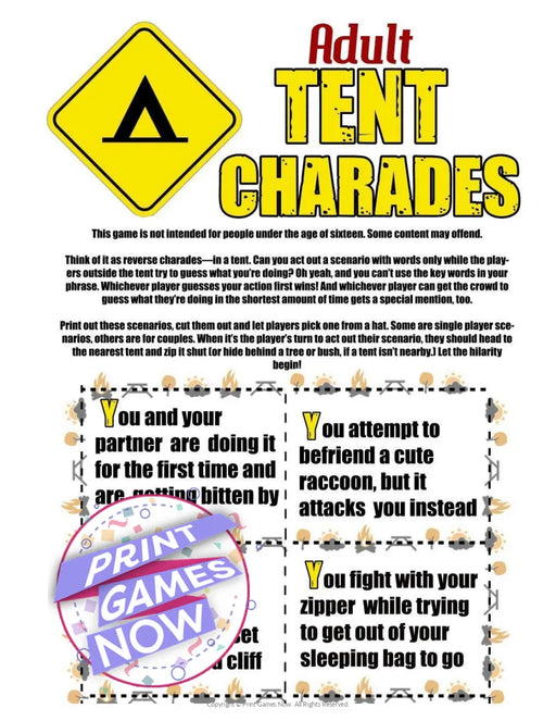Camping Games: Tent Charades For Adults