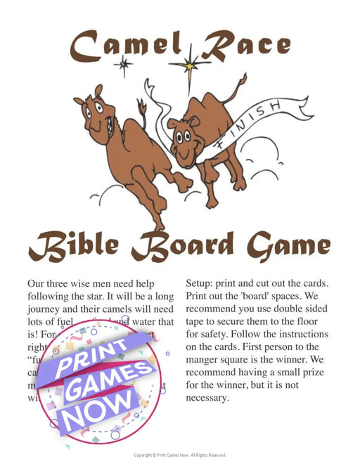 Christmas: Camel Race Bible Trivia Board Game