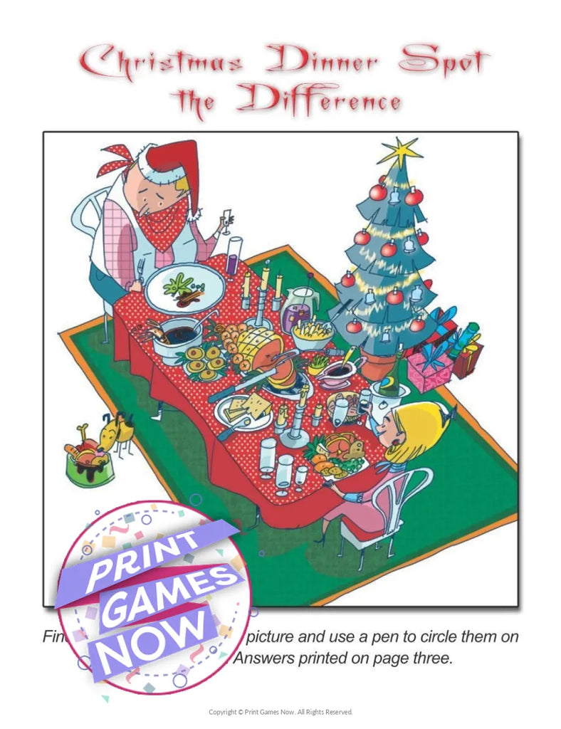 printable christmas dinner spot the difference party game printable christmas dinner spot the difference party game — print