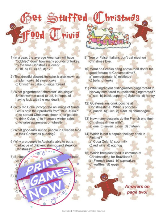 Christmas: Christmas Food Trivia Game