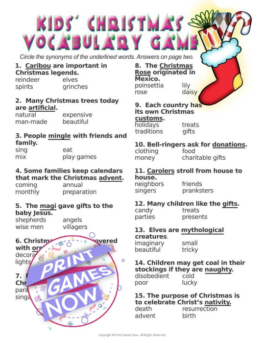 Christmas: Kids' Vocabulary Game