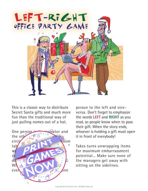 Right Left Printable Party Games — Print Games Now