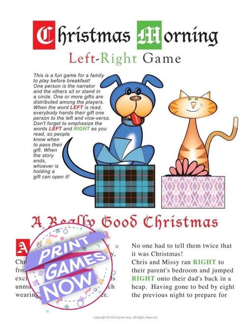 Right Left Printable Party Games — Print Games Now
