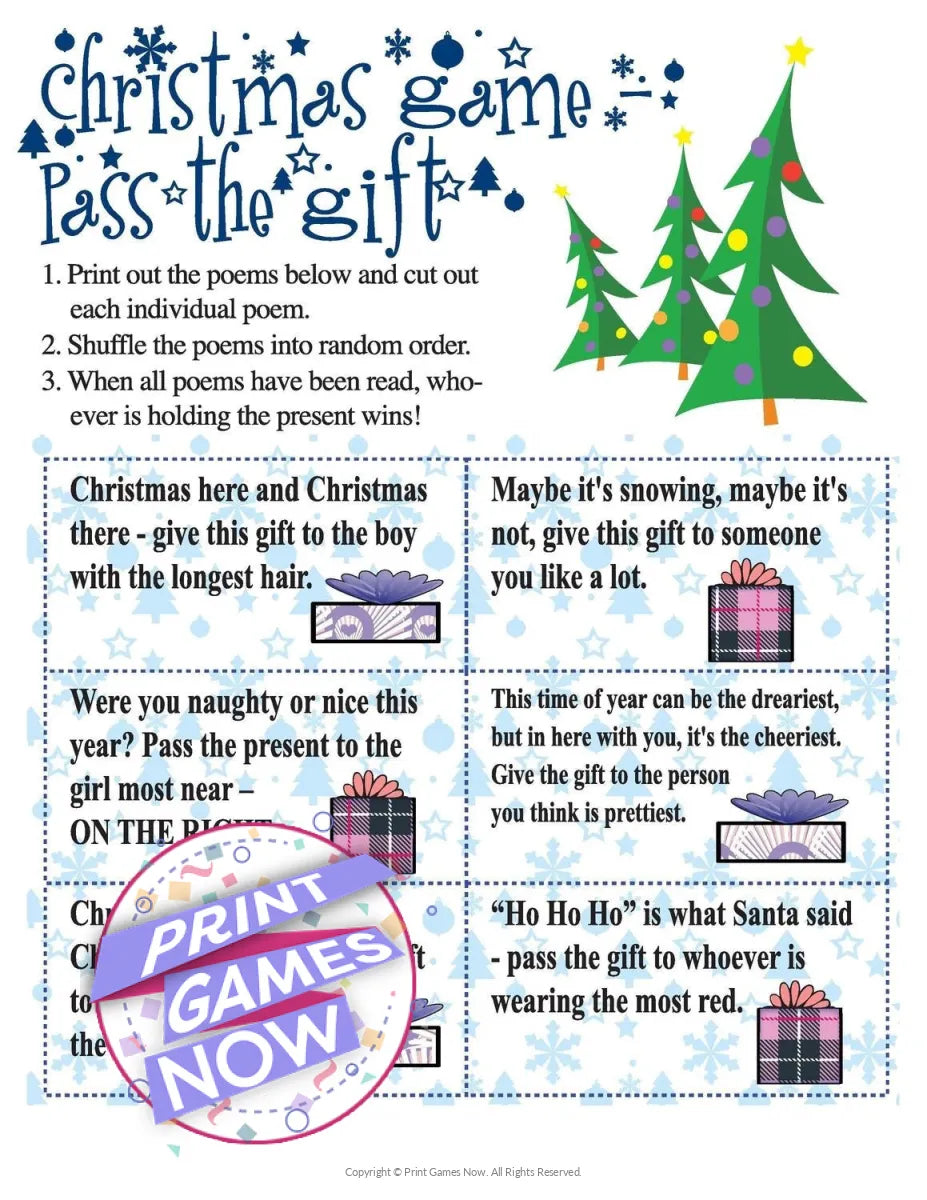 Free Printable Christmas Pass The Gift Game Free Printable Christmas Pass The Gift Game