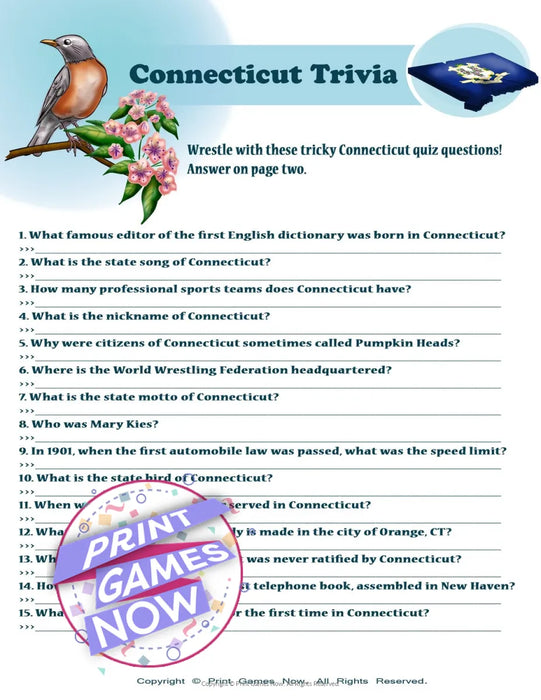 American Games: Conneticut Trivia