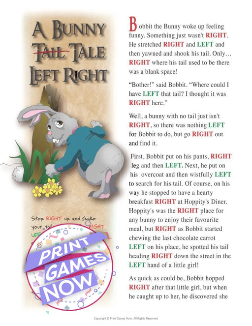 Easter: Bunny Tail Tale Left-Right