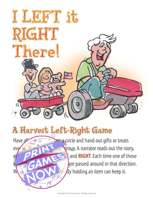 Right Left Printable Party Games — Print Games Now