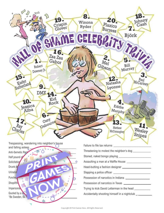Party Games: Hall of Shame Celebrity Trivia