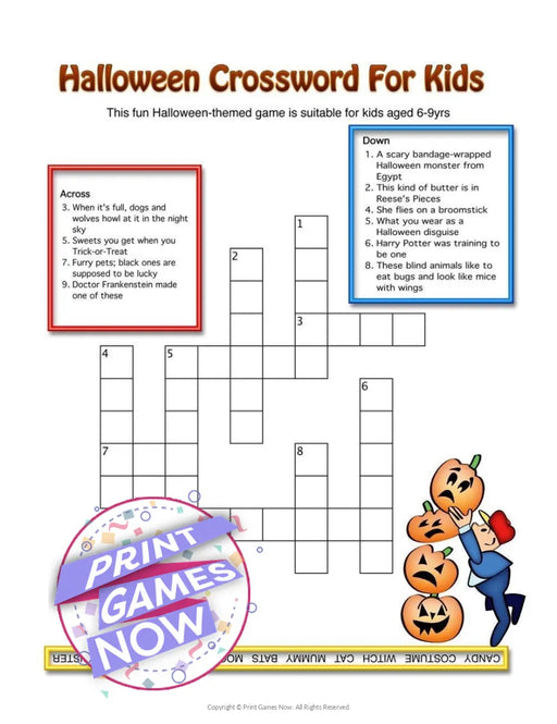 Halloween: 3 Crossword Puzzles