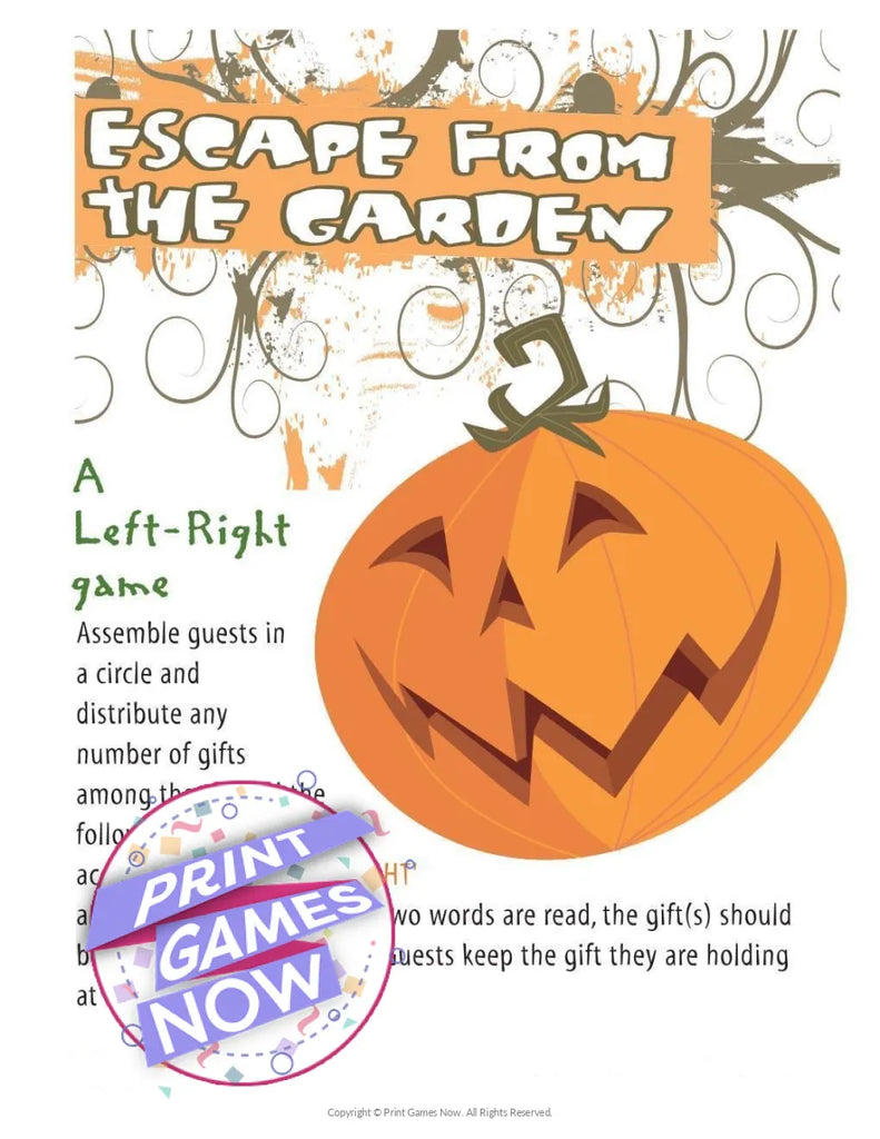 Printable Halloween Escape From The Garden Left-Right Party Game — Print  Games Now