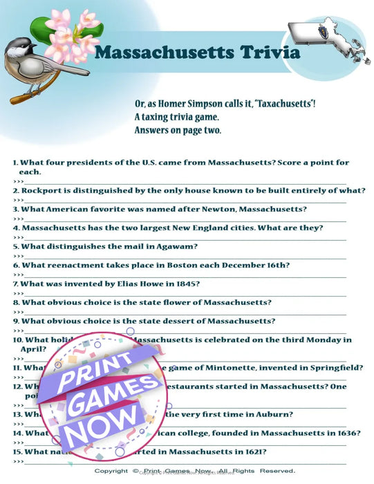 American Games: Massachusetts trivia