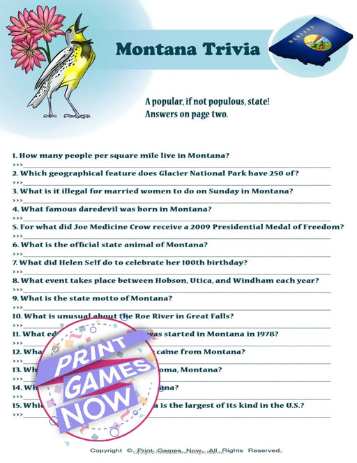 American Games: Montana trivia