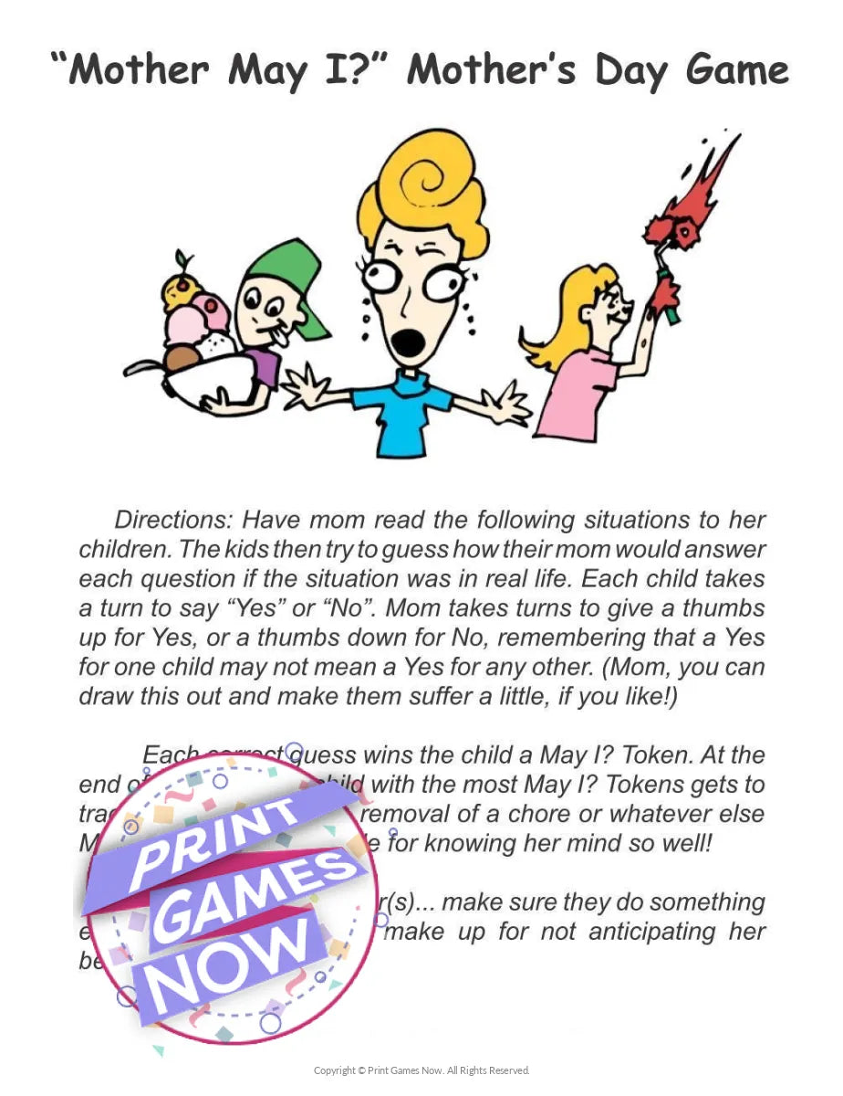 Printable Mother's Day Mother May I Party Game — Print Games Now printable-mother-s-day-mother-may-i-party-game-print-games-now