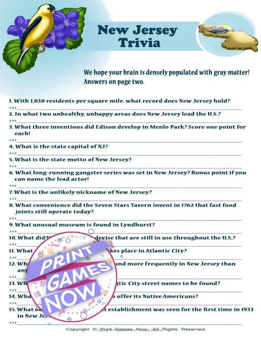 American Games: New Jersey trivia