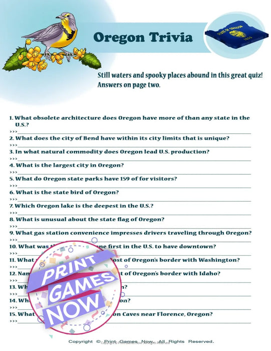 American Games: Oregon Trivia