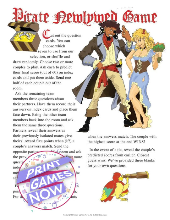 Pirate Party: Newlywed Game Questions