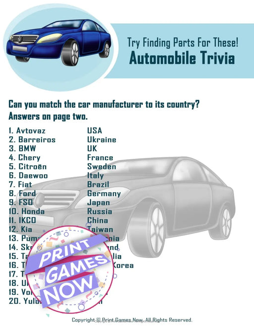 Automobile Trivia
