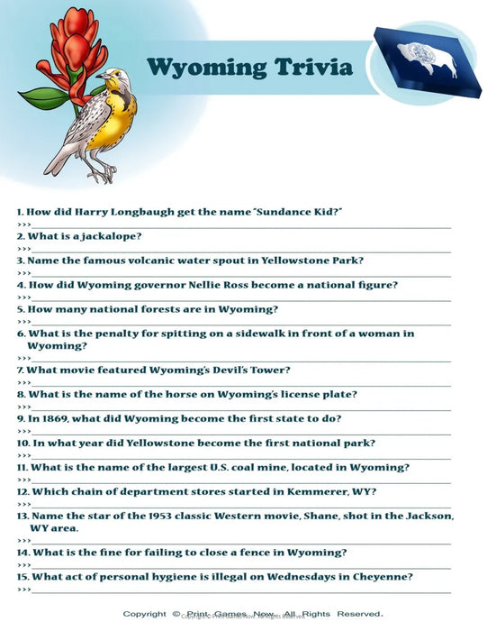 American Games: Wyoming Trivia